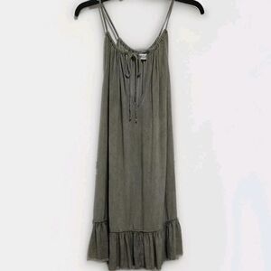 MOD Womens M Boho Sleeveless Tie Neck Fray Ruffle Hem Babydoll Dress Fairygrunge